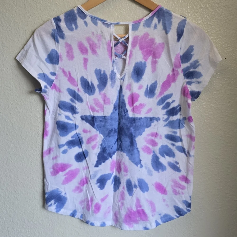 SO Tie-Dye Crisscross Back Design Star Shirt Girls XL (14-16)